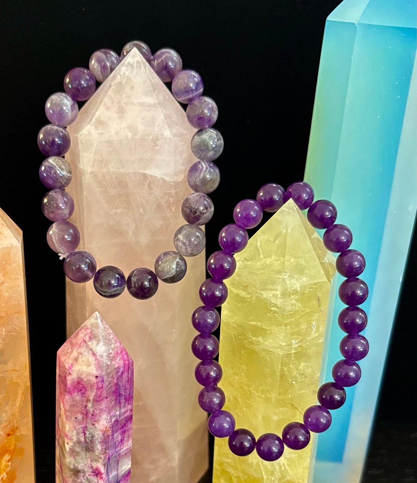 NATURAL AMETHYST HEALING BRACELET – 8MM, 10MM, OR 12MM BEADS