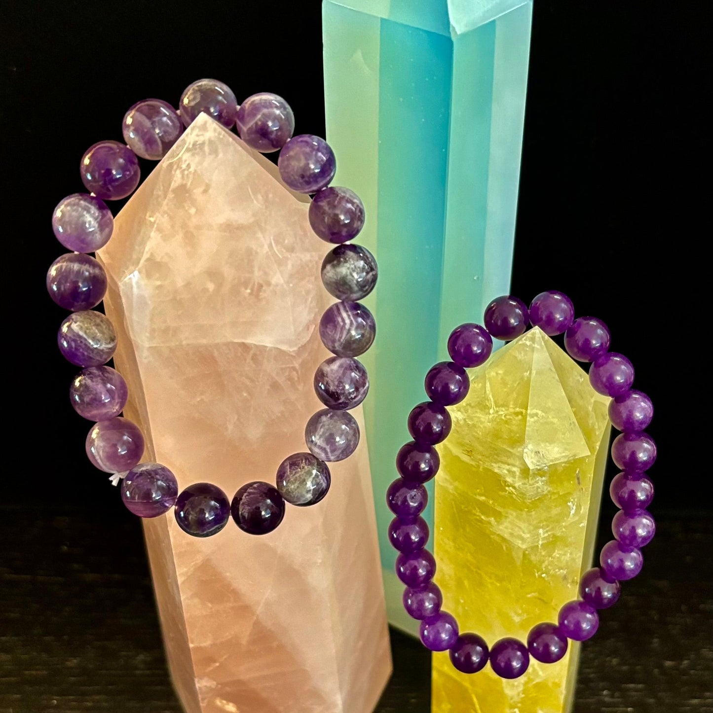 NATURAL AMETHYST HEALING BRACELET – 8MM, 10MM, OR 12MM BEADS