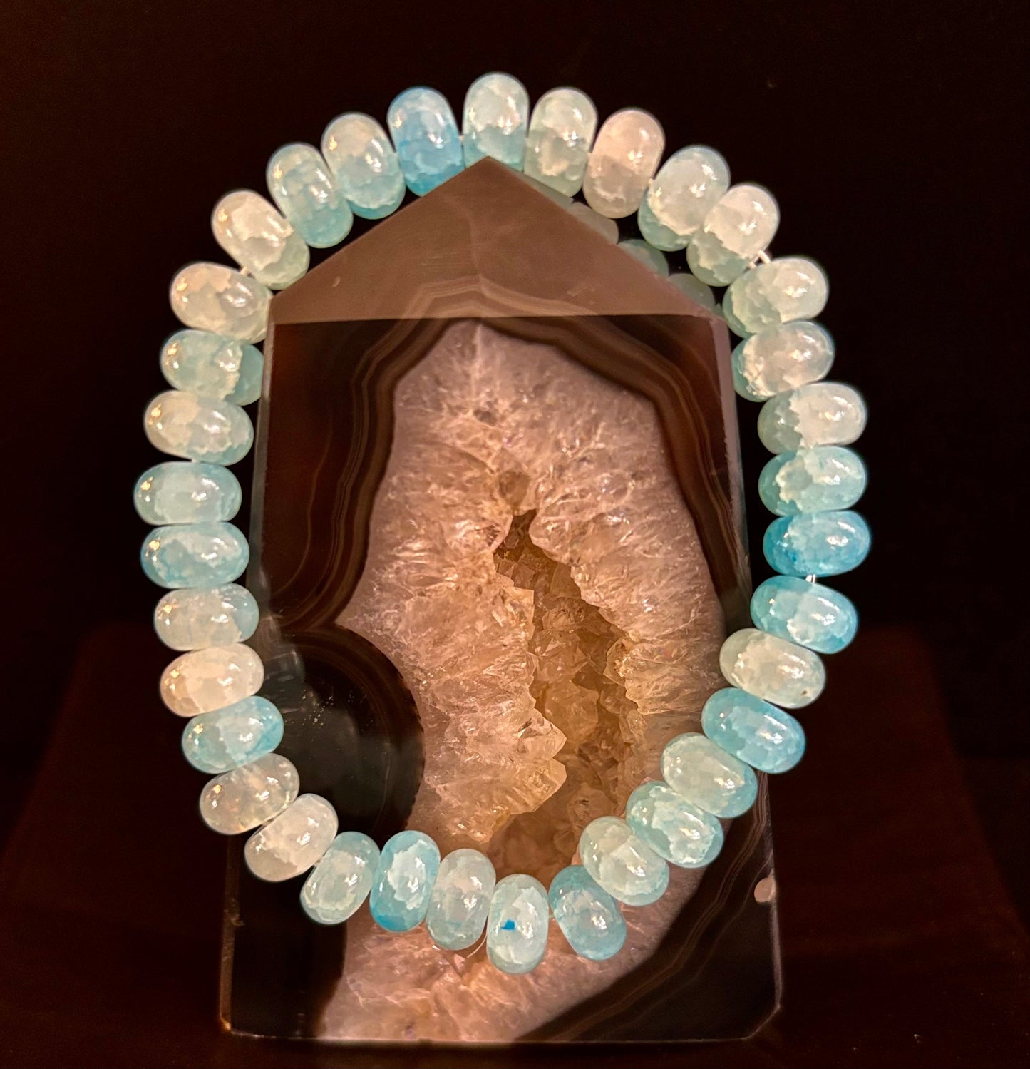 TRANQUIL STRENGTH AGATE RONDELLE BRACELET – GROUNDING ENERGY FOR EVERYDAY WEAR 🌿🖤