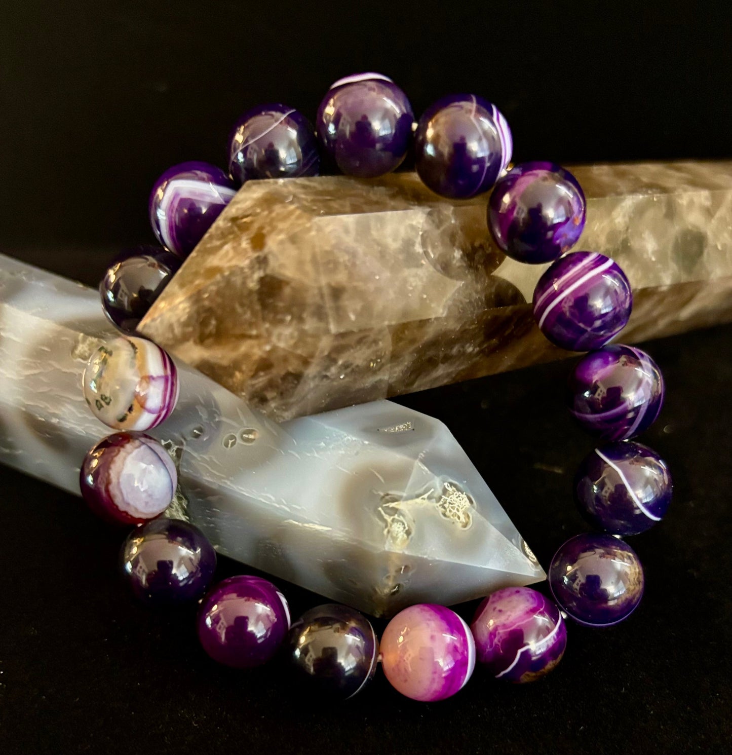 NATURAL AMETHYST HEALING BRACELET – 8MM, 10MM, OR 12MM BEADS