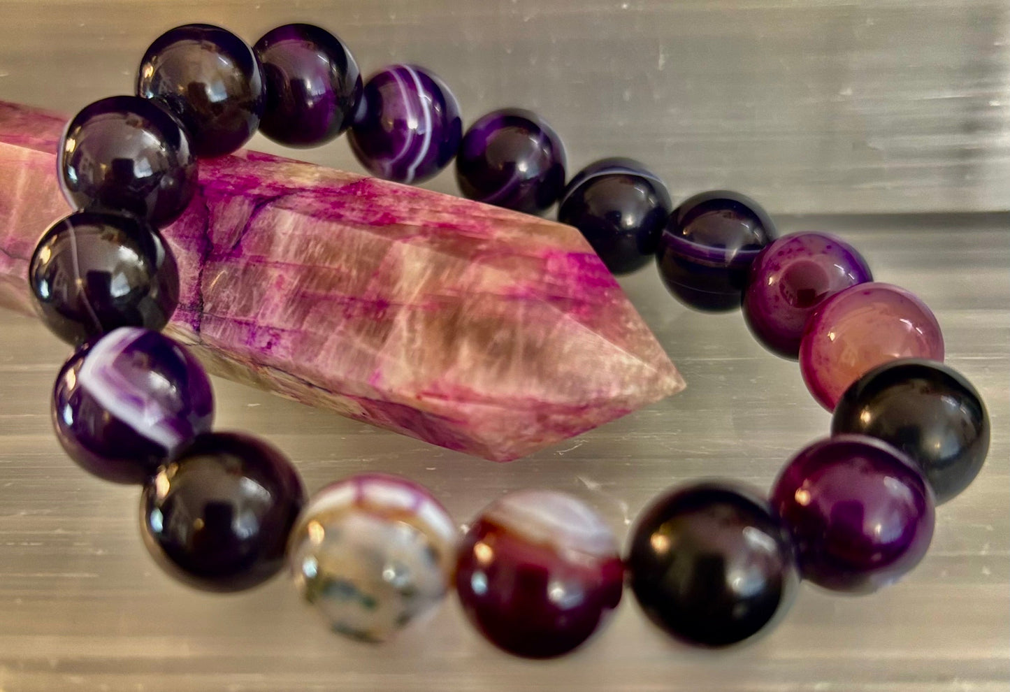 NATURAL AMETHYST HEALING BRACELET – 8MM, 10MM, OR 12MM BEADS