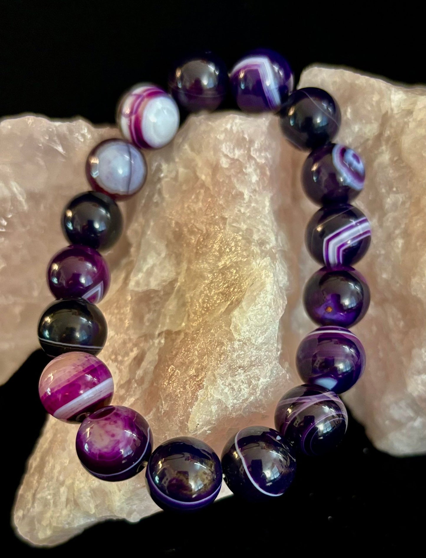NATURAL AMETHYST HEALING BRACELET – 8MM, 10MM, OR 12MM BEADS