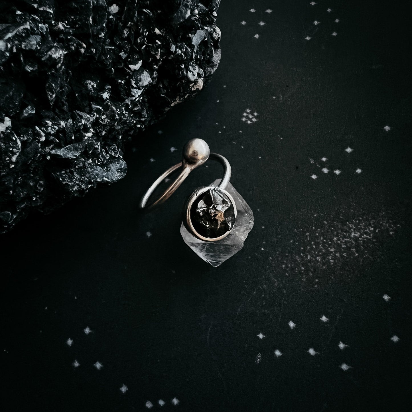 ROUND WRAP RING WITH AUTHENTIC RAW METEORITE