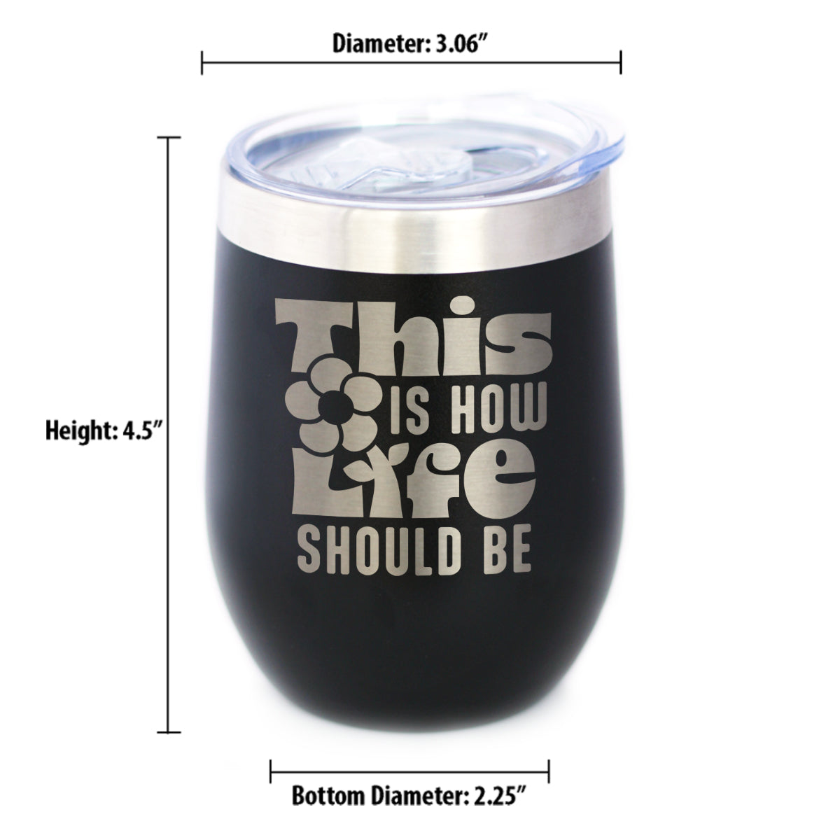 THIS IS HOW LIFE SHOULD BE INSULATED WINE TUMBLER WITH SLIDING LID INSPIRATIONAL GIFTS FOR WOMEN 12OZ STAINLESS STEEL TUMBLER