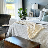 Soft Chunky Knitted Cream Throw Blanket