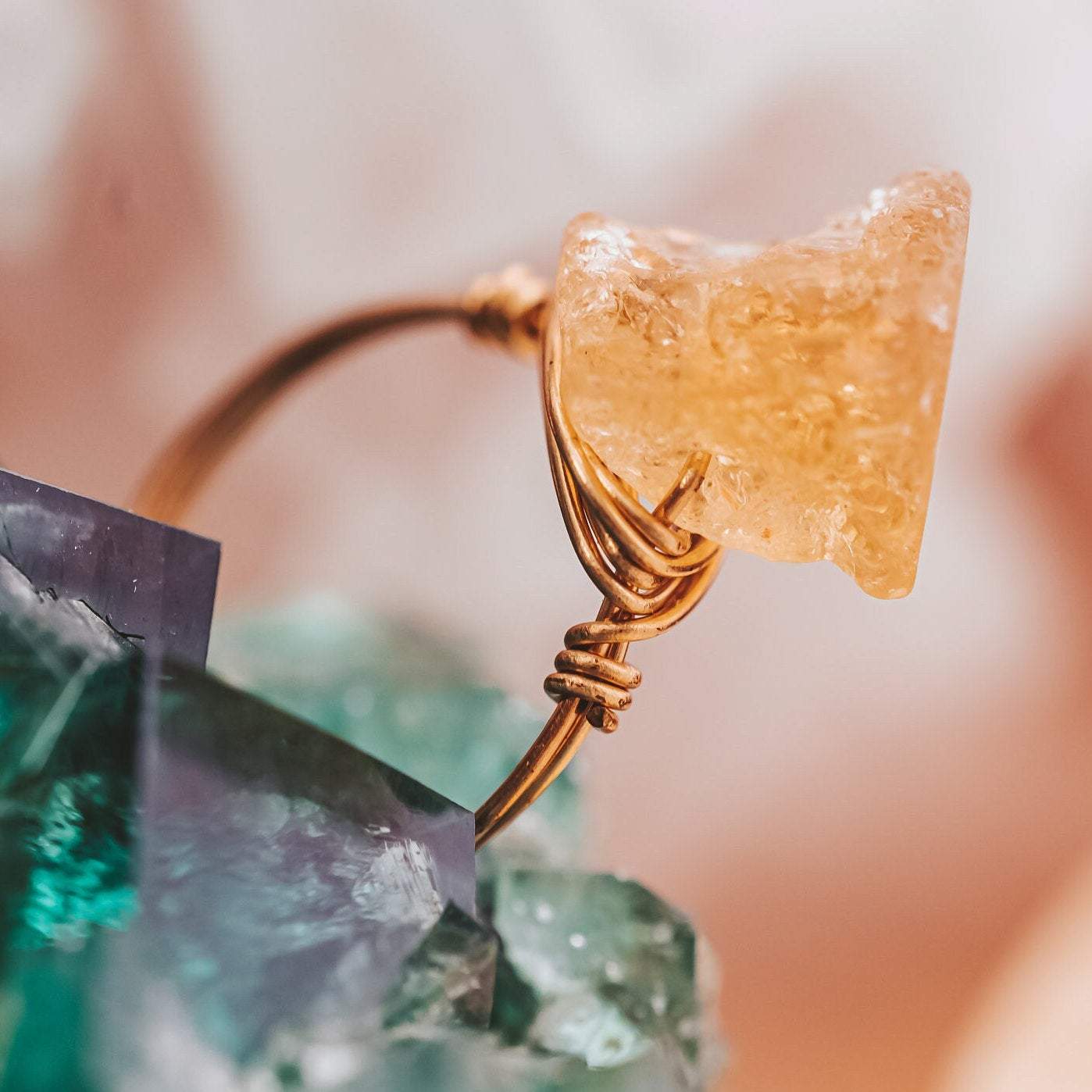 LARGE CITRINE STONE RING