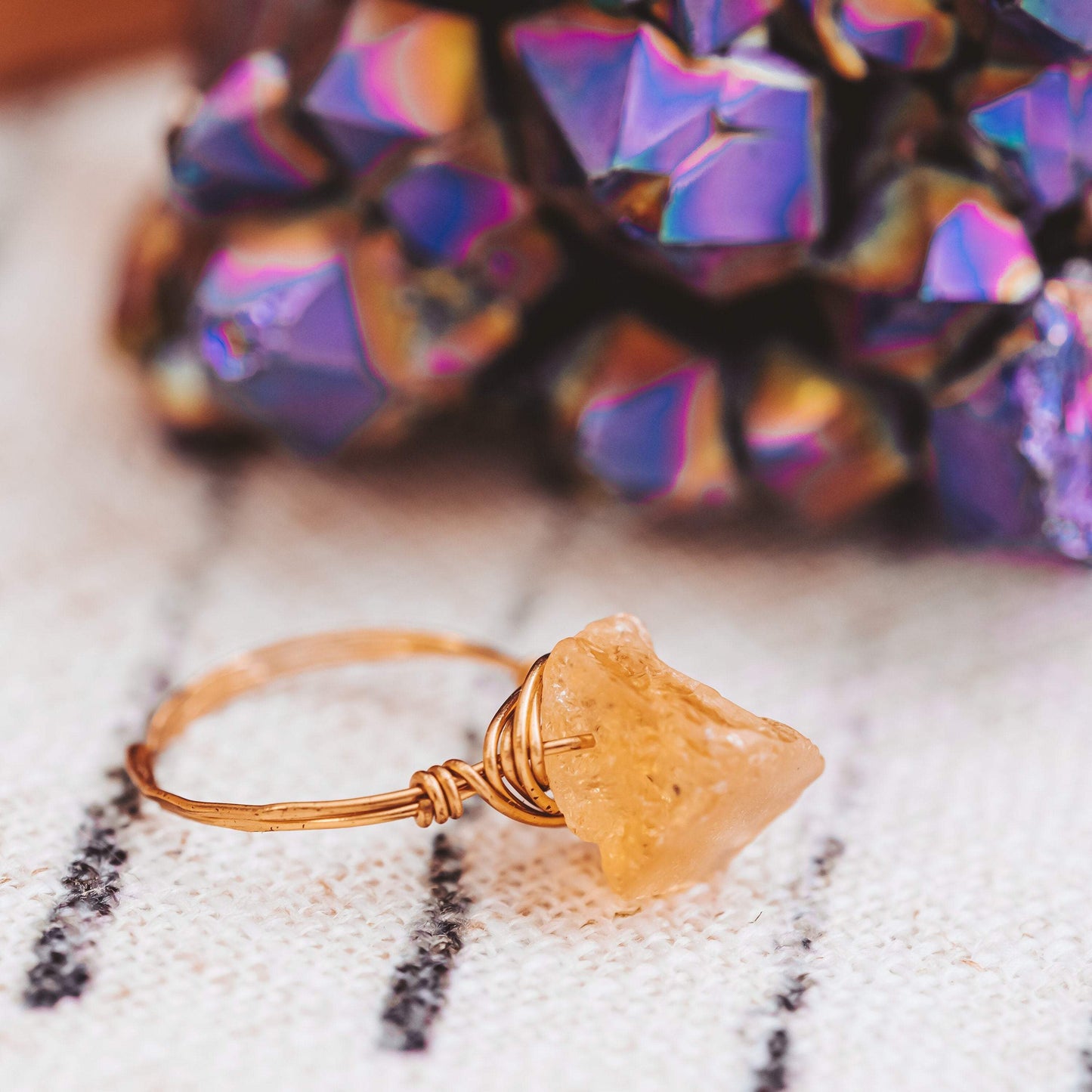 LARGE CITRINE STONE RING
