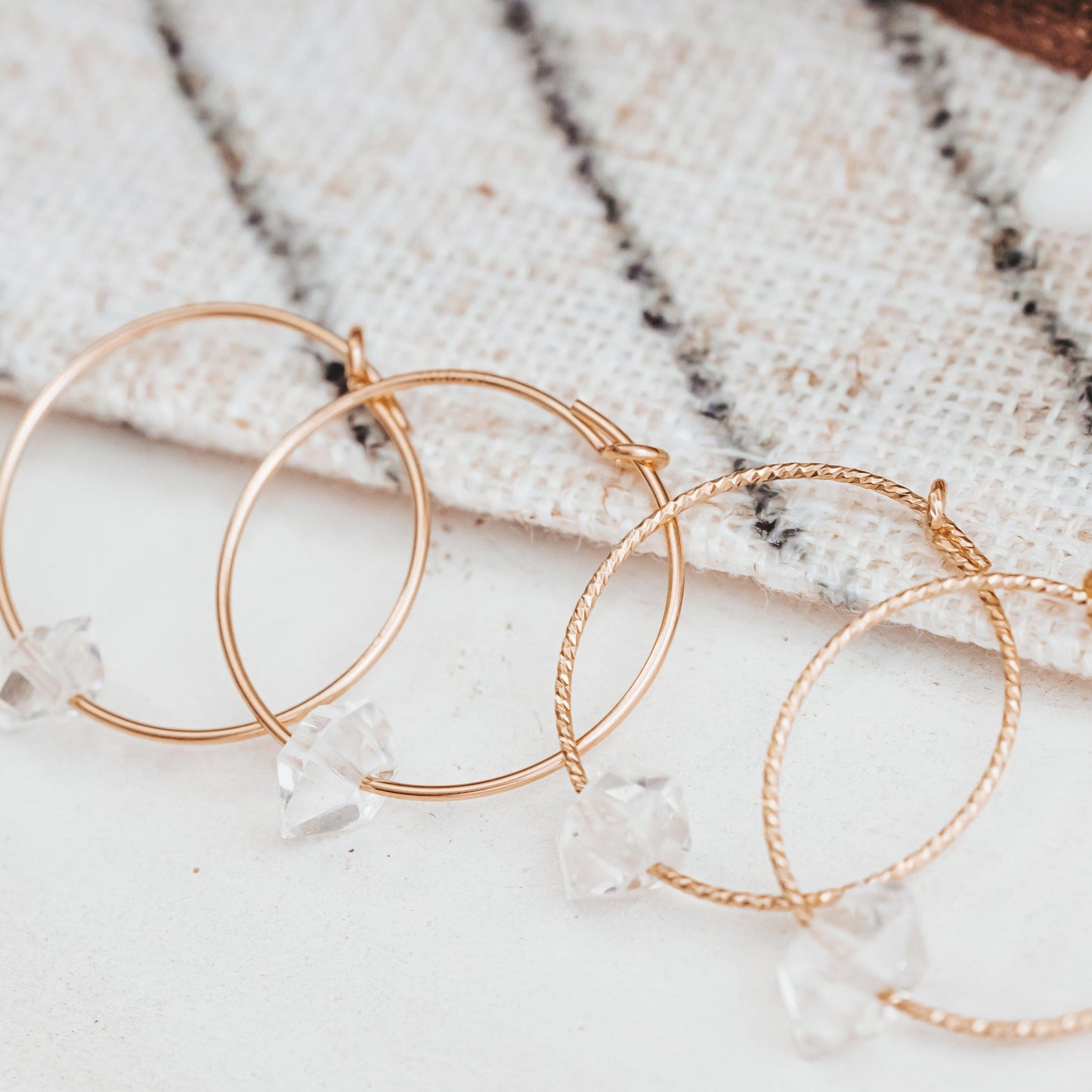 LARGE HERKIMER DIAMOND HOOP EARRINGS