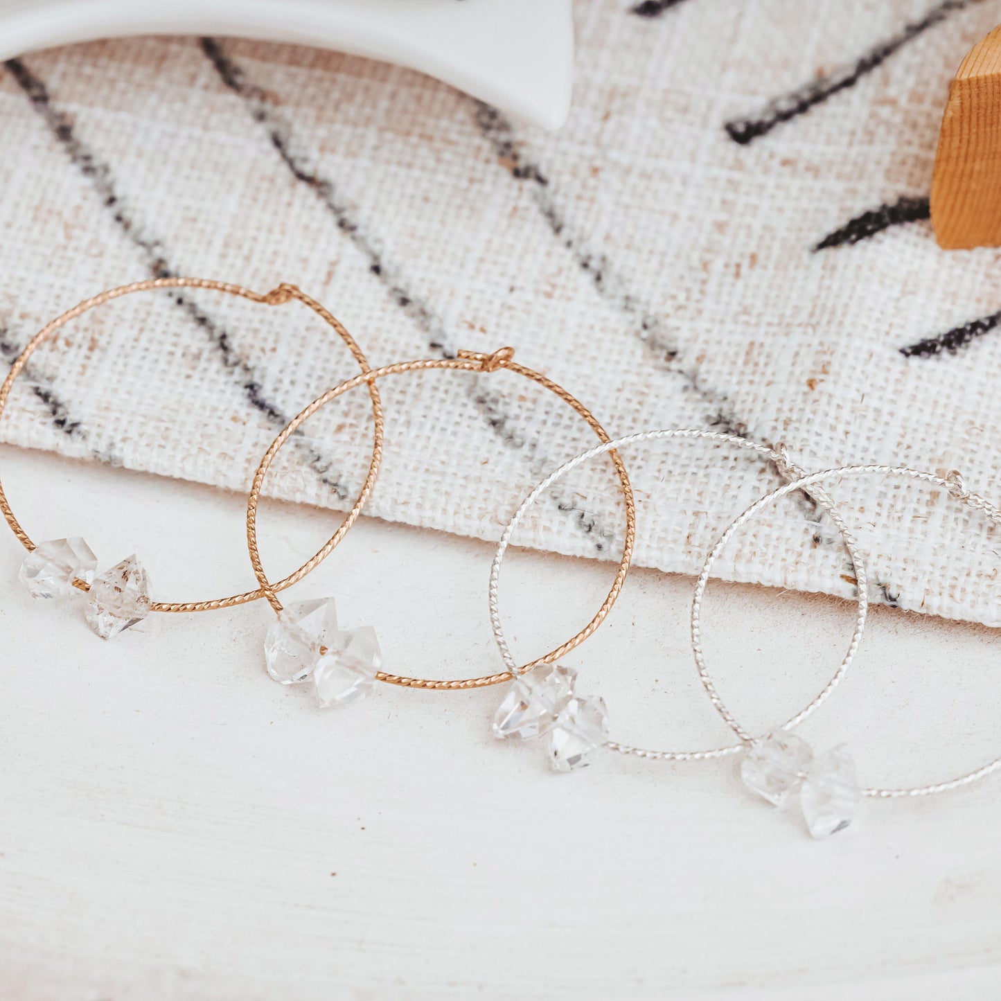 LARGE HERKIMER DIAMOND HOOP EARRINGS
