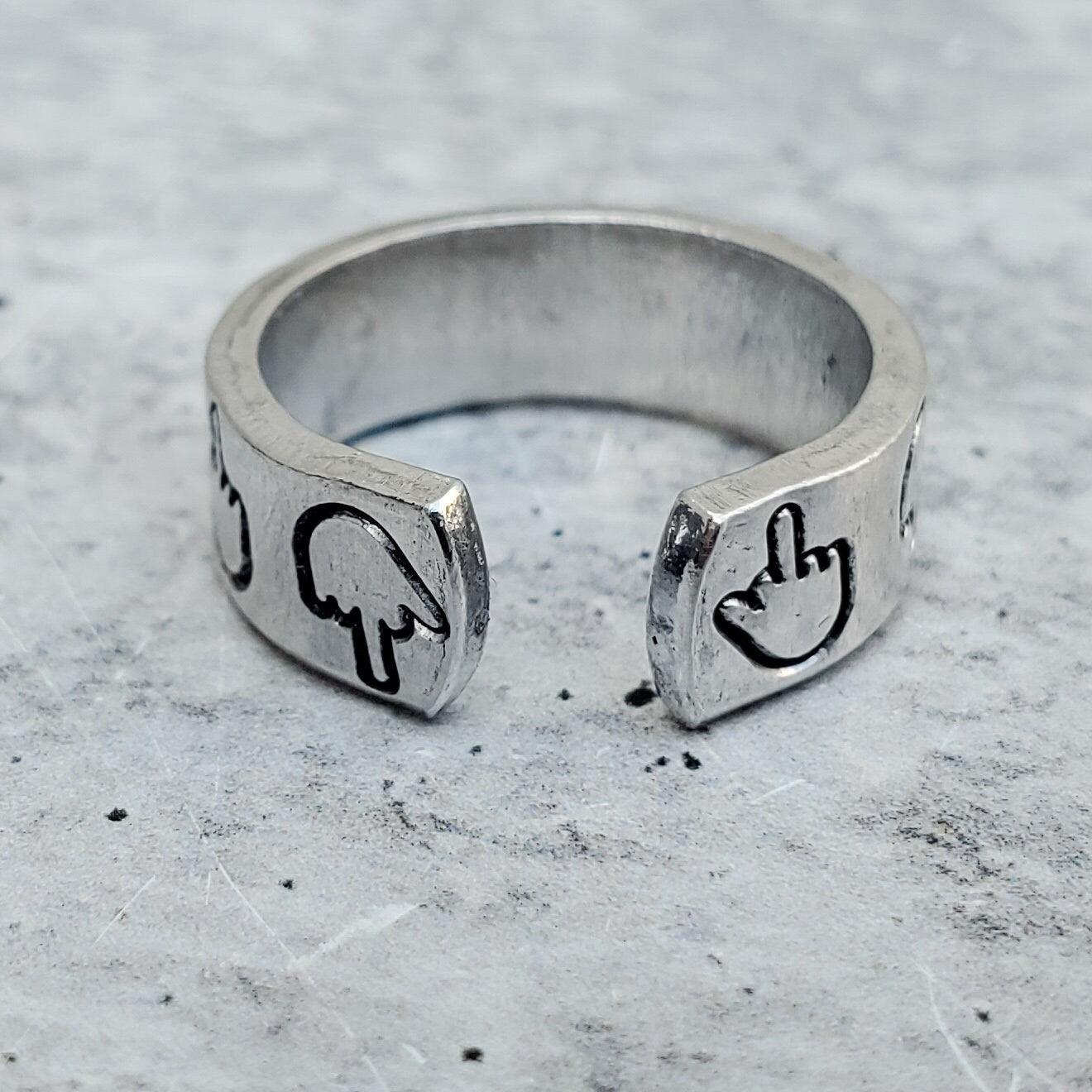 MIDDLE FINGER THIN BAND RING