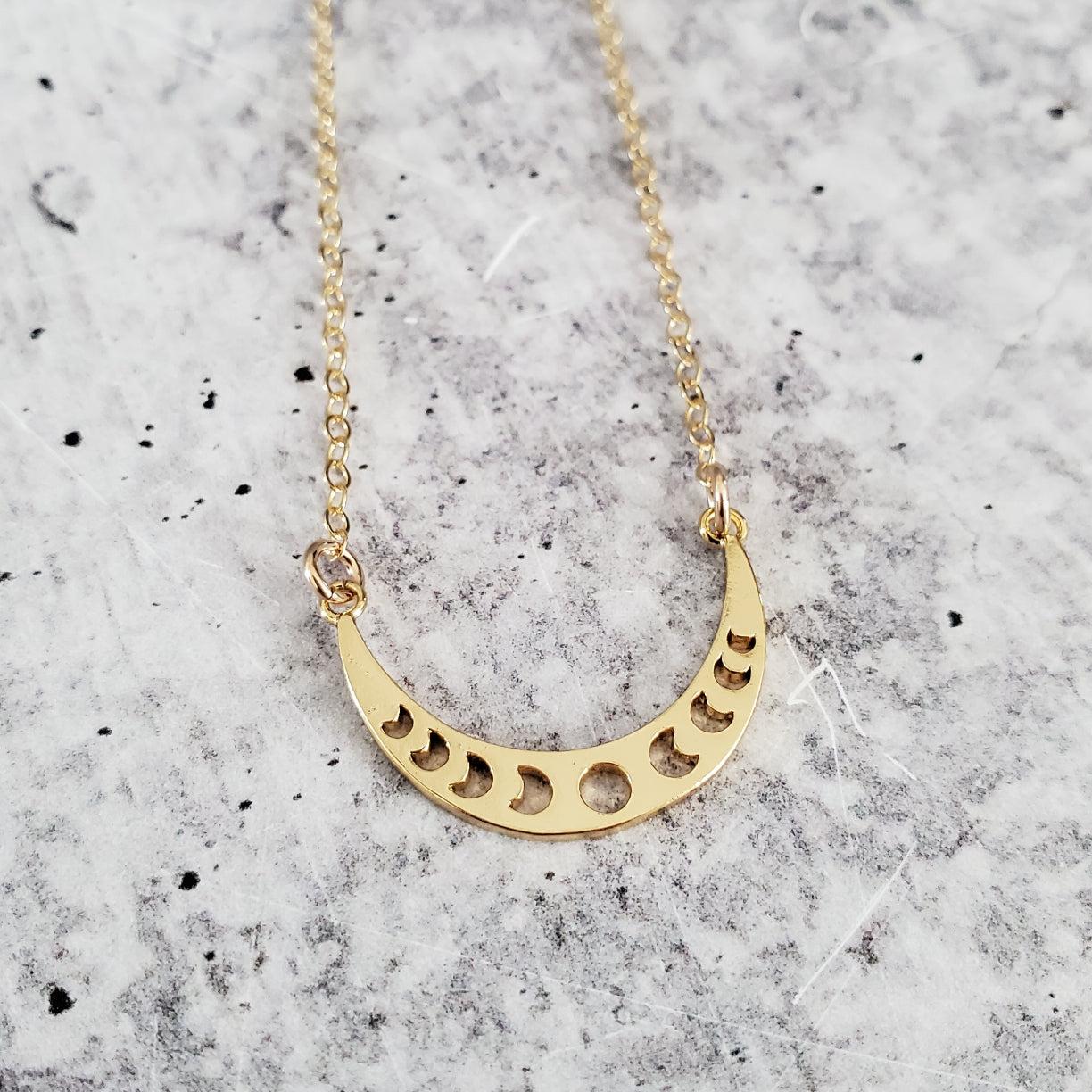 MOON PHASES GOLD LAYERING NECKLACE