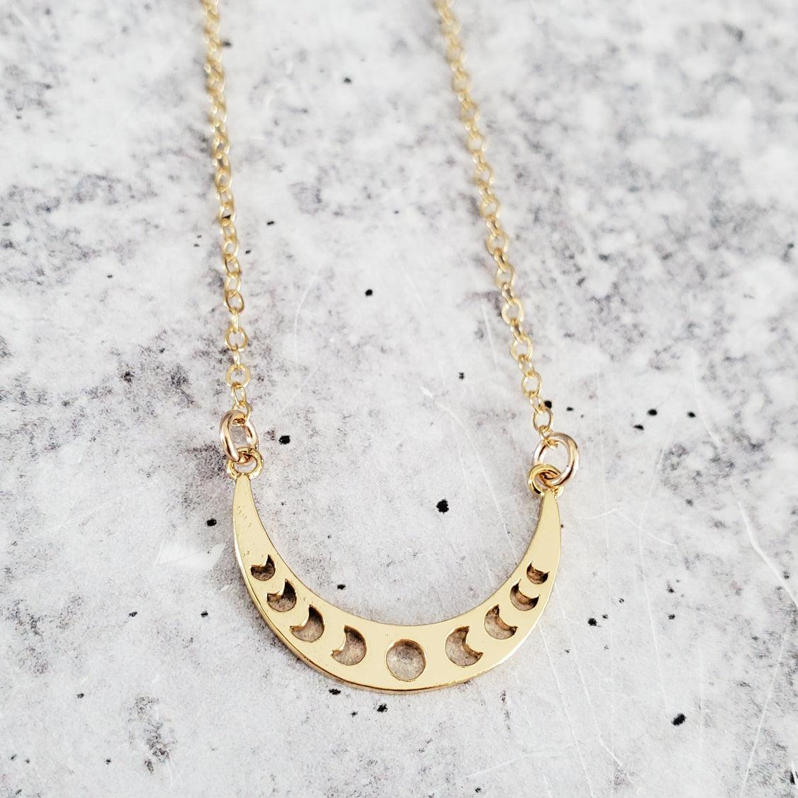 MOON PHASES GOLD LAYERING NECKLACE