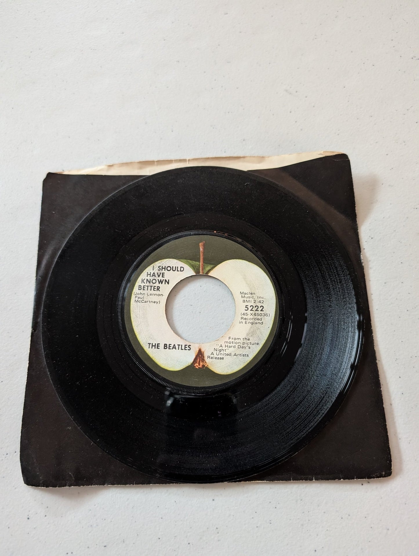 The Beatles - A Hard Day's Night - I Should Have Known Better On Apple (7 in, 45 RPM, Single, Vinyl Record Album)