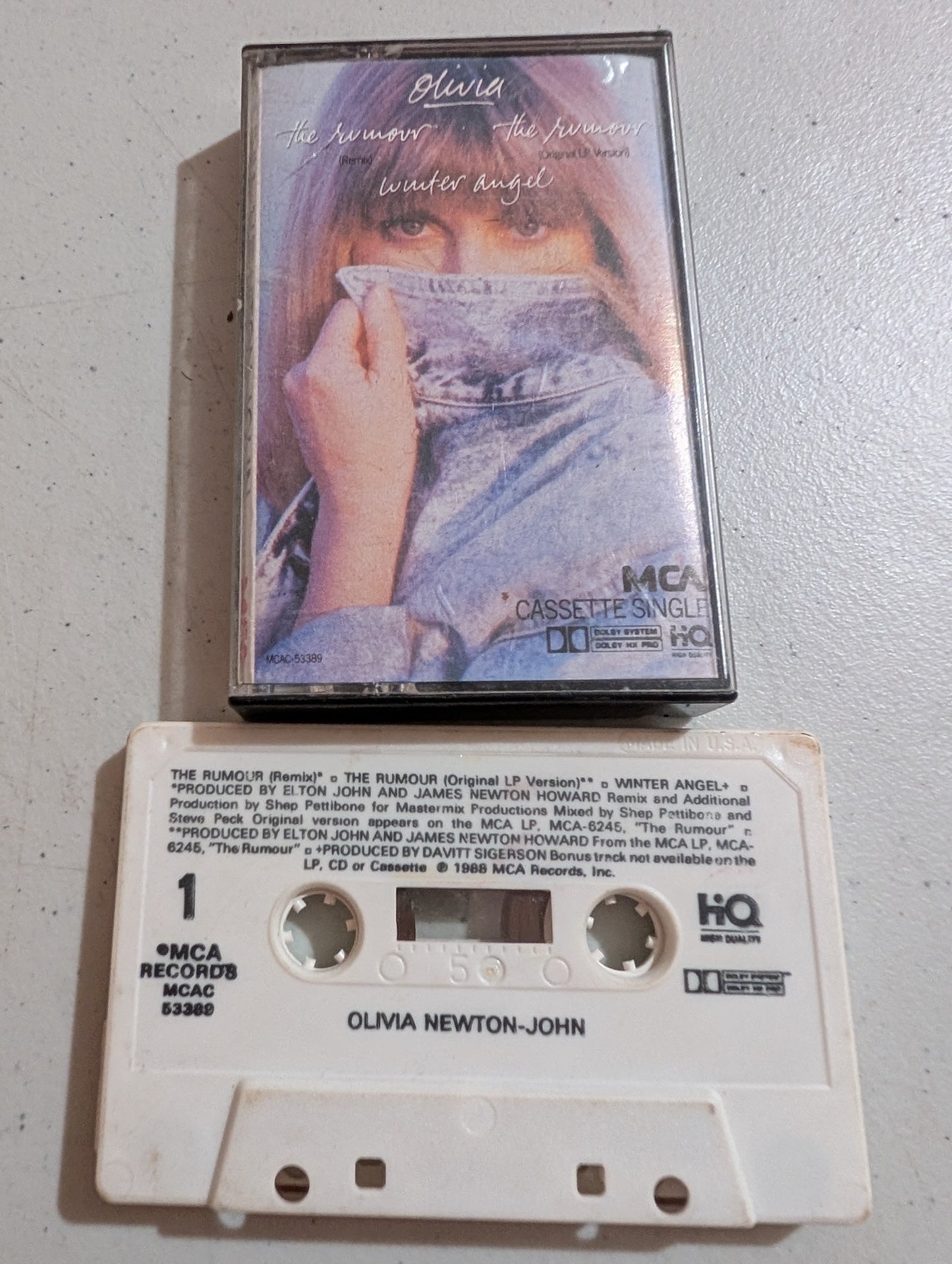 OLIVIA NEWTON-JOHN THE RUMOUR & WINTER ANGEL - CASSETTE SINGLE