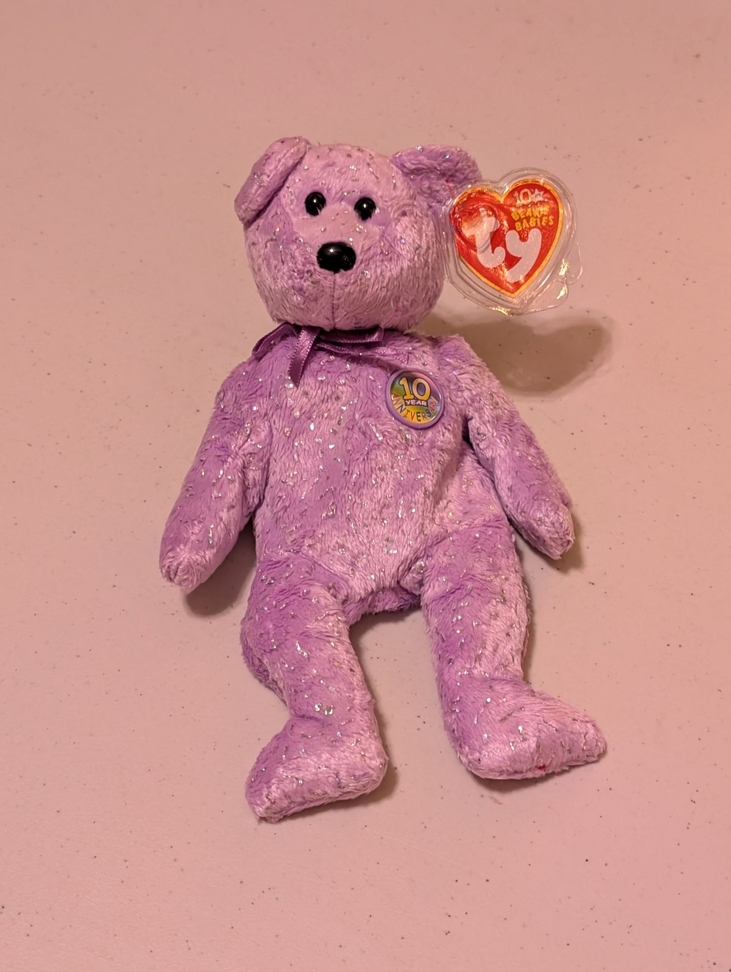 10th Anniversary Hope the Bear - Ty Beanie Baby (Purple, 2003, Plush Toy, Stuffed Animal, MWMT, Vintage, Retired)