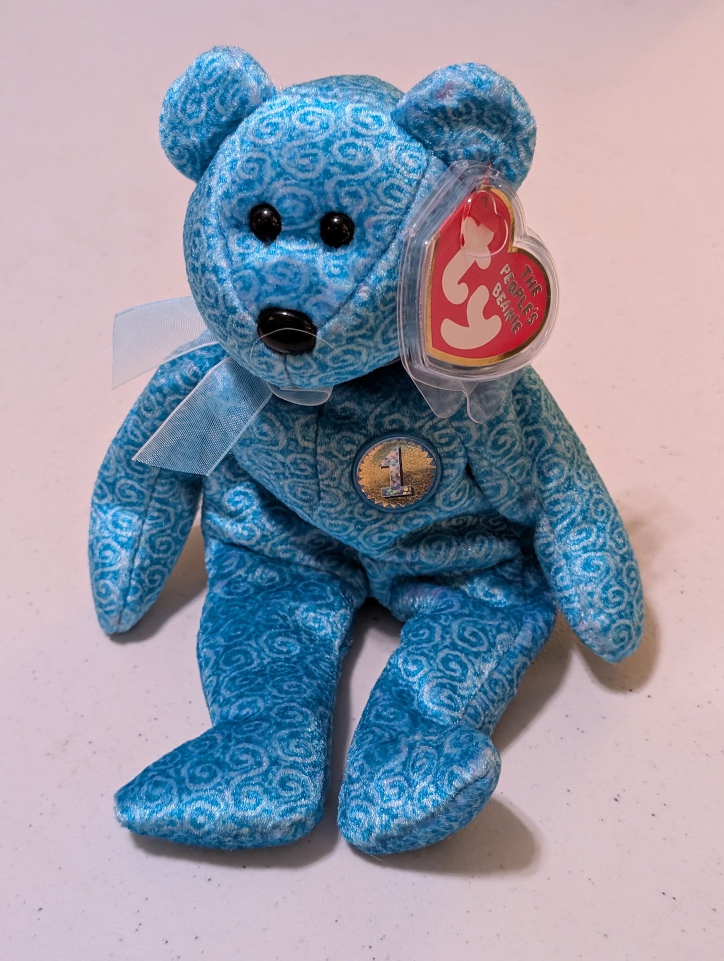 ISSY THE BEAR - TY BEANIE BABY (BLUE, SWIRL, 2001, PLUSH TOY, MWMT, STUFFED ANIMAL, VINTAGE, RETIRED, PLUSHIE)