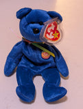 CLUBBY THE BEAR - TY BEANIE BABY (BLUE, 1998, PLUSH TOY, MWMT, STUFFED ANIMAL, VINTAGE, RETIRED, PLUSHIE)