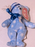 Snowdrift the Bear - Ty Jingle Beanie (Light Blue, Dark Blue, 2002, Plush Toy, Stuffed Animal, MWMT, Vintage, Retired)