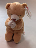 HOPE THE PRAYING BEAR - TY BEANIE BABY (TAN, 1998, PLUSHIE, TOY, STUFFED ANIMAL, MWMT, VINTAGE, RETIRED)