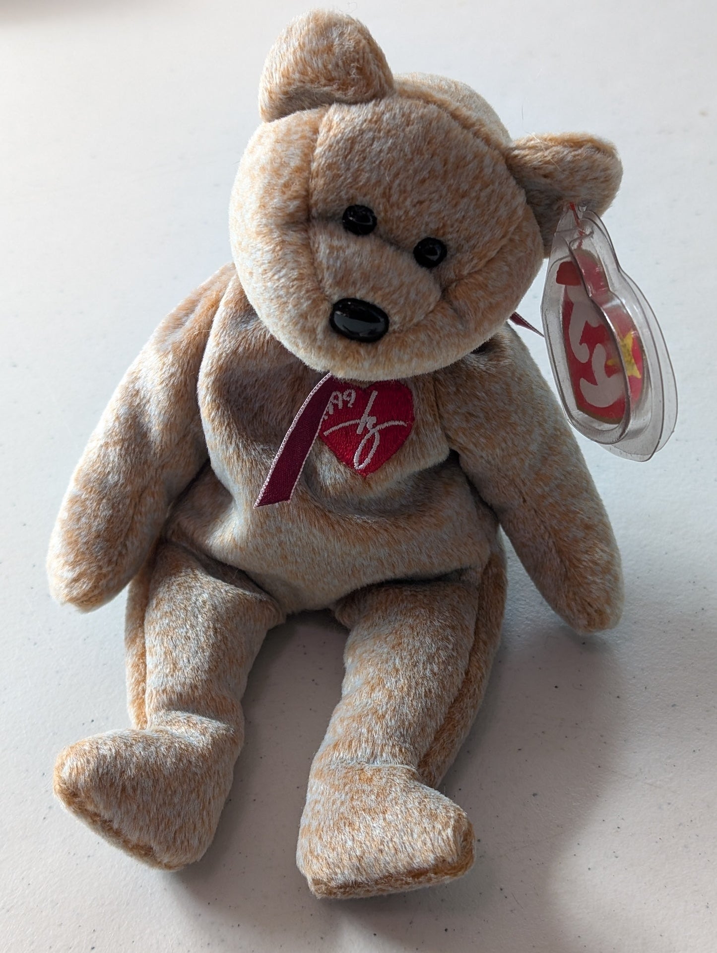 1999 Signature Bear the Bear - Ty Beanie Baby (Tan, White, 1999, Plushie, Toy, Stuffed Animal, MWMT, Vintage, Retired)