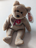 1999 Signature Bear the Bear - Ty Beanie Baby (Tan, White, 1999, Plushie, Toy, Stuffed Animal, MWMT, Vintage, Retired)