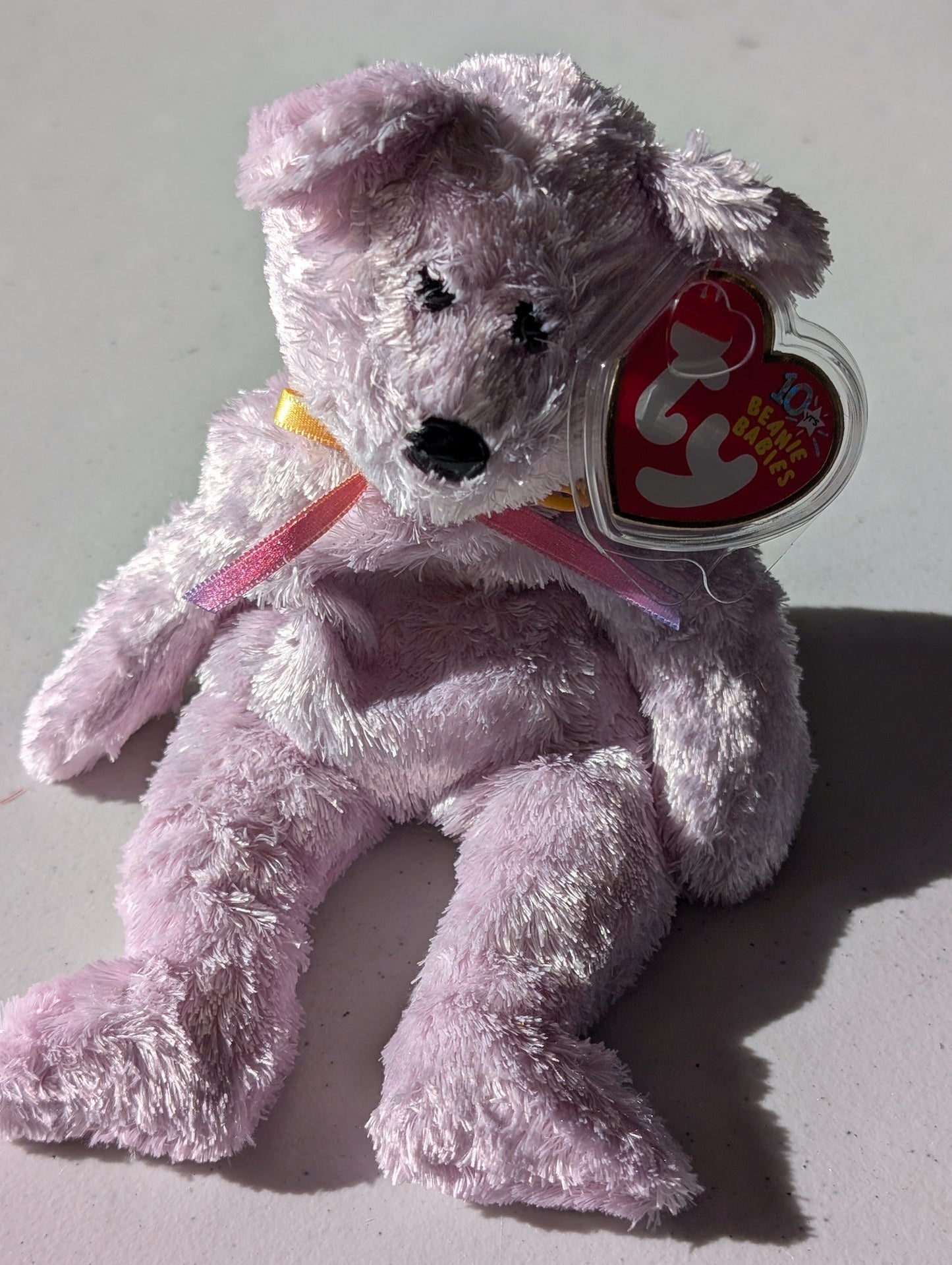 10th Anniversary Bear (Pink) the Bear - Ty Beanie Baby (Pink, 2003, Plushie, Toy, Stuffed Animal, MWMT, Vintage, Retired)