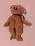 Curly the Bear - Ty Beanie Baby (Brown, 1996, MWMT, Plush Toy, Stuffed Animal, Vintage, Retired)