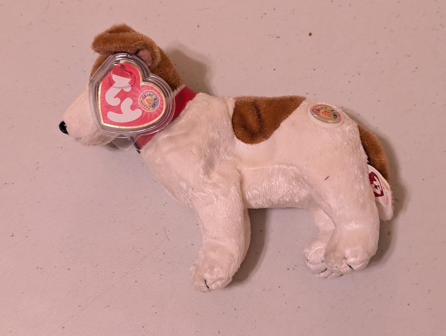 Wish the Dog - Ty Beanie Baby (White, Brown, 2000, MWMT, Plush, Toy, Stuffed Animal, Vintage, Retired)