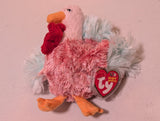 PRETTY THE TURKEY - TY BEANIE BABY (PINK, BLUE, 2003, VINTAGE, MWMT, PLUSH, TOY, STUFFED ANIMAL, RETIRED)