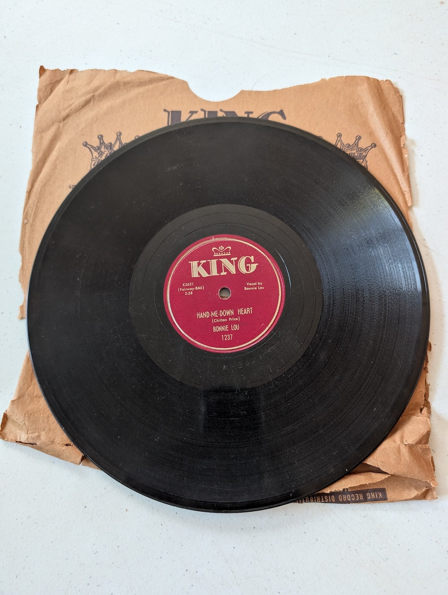 BONNIE LOU HAND-ME-DOWN HEART 78 RPM RECORD