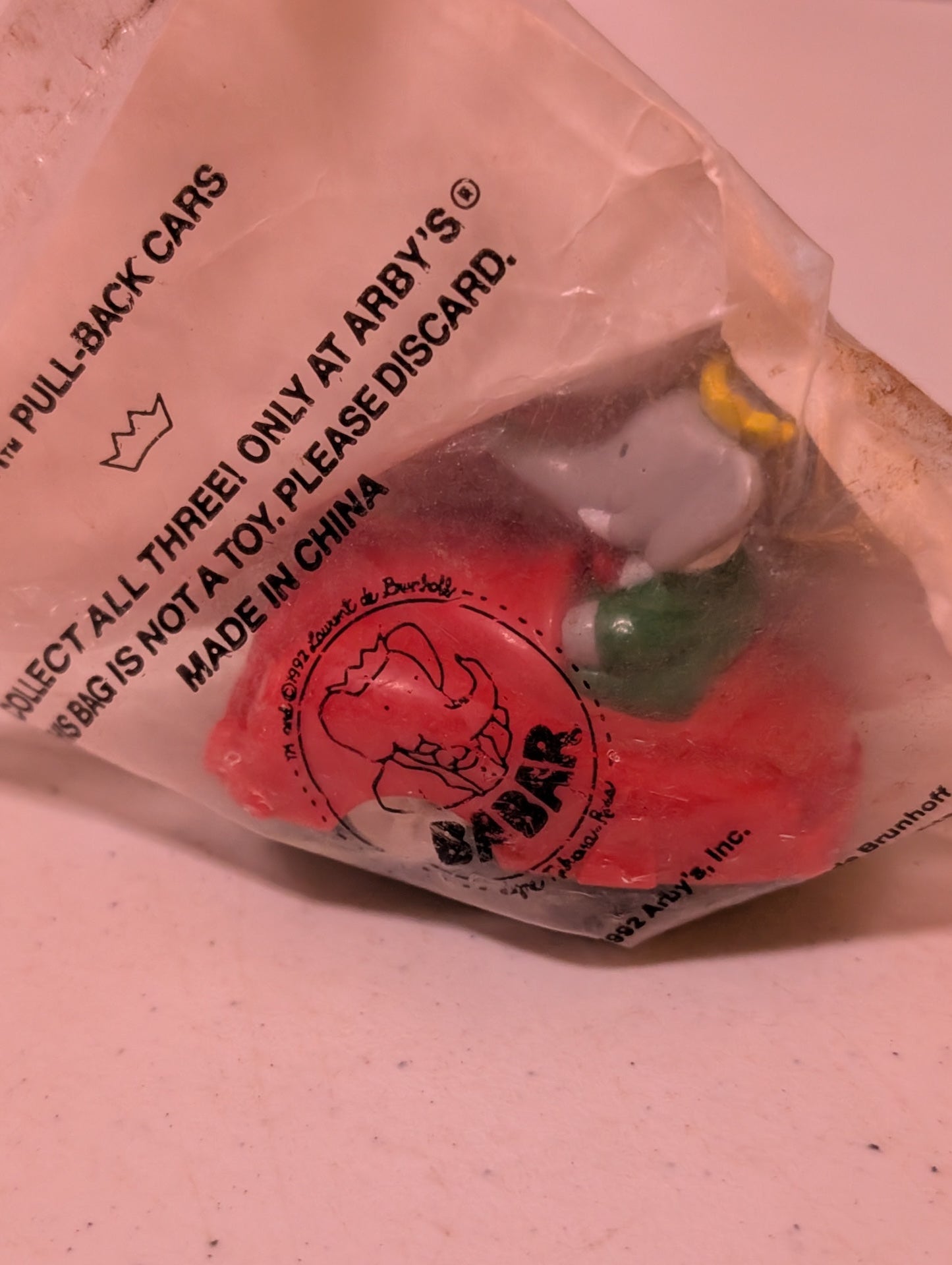 BABAR 1992 BABAR'S WORLD TOUR PULL BACK RACERS ARBY'S FAST FOOD TOYS(VEHICLE, SCIFI/FANTASY, COLLECTABLE, VINTAGE, LOOSE, MISSING PARTS/PIECES, INCOMPLETE)