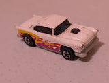 CHEVROLET BEL AIR 1978 HOT WHEELS '55 WHITE CHEVY LOOSE CAR MALAYSIA MATTEL(VEHICLE, SCIFI/FANTASY, COLLECTABLE, VINTAGE, LOOSE, MISSING PARTS/PIECES, INCOMPLETE)