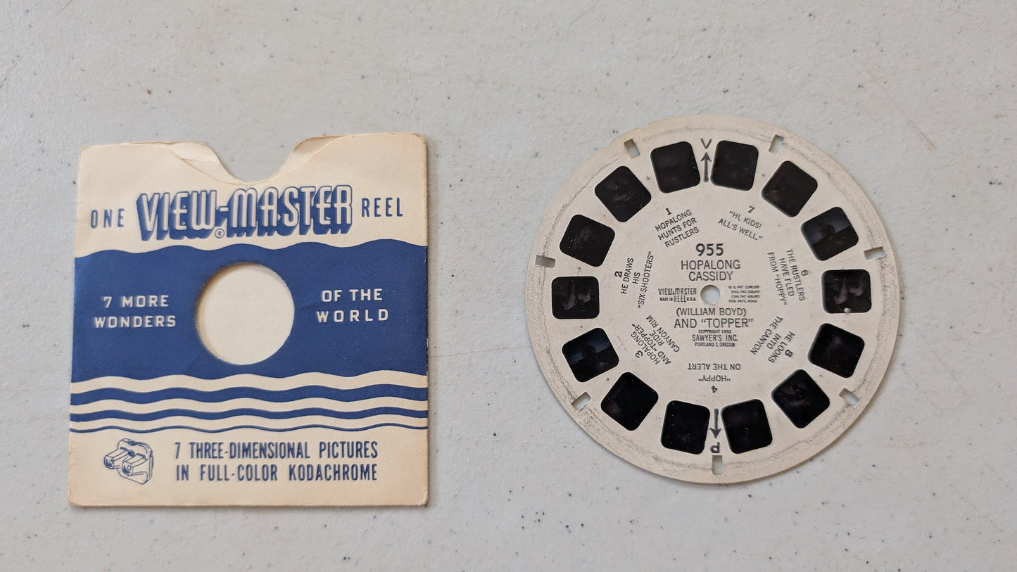 HOPALONG CASSIDY (WILLIAM BOYD) AND TOPPER VINTAGE VIEW-MASTER REEL 955(VINTAGE, COLLECTABLE, NOSTALGIA, TOY)