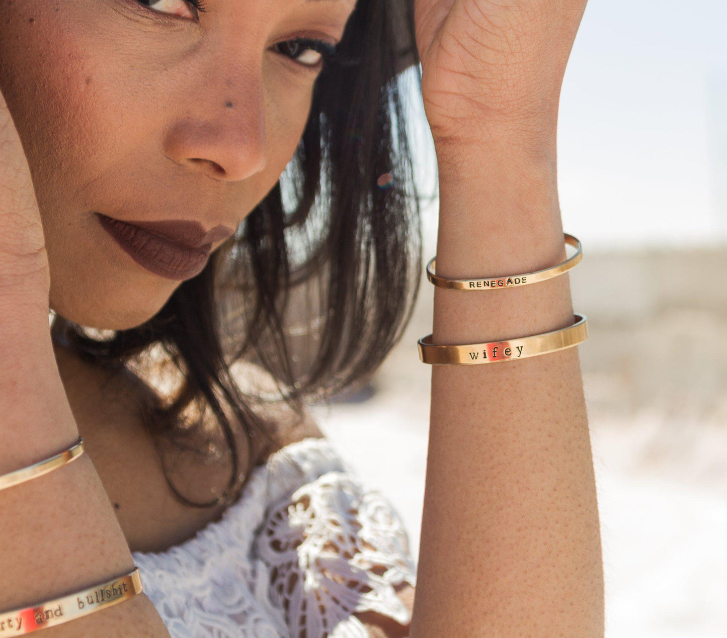 PERSONALIZED HEBREW STACKING CUFF BRACELET
