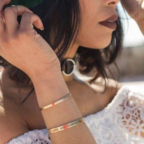 PERSONALIZED HEBREW STACKING CUFF BRACELET