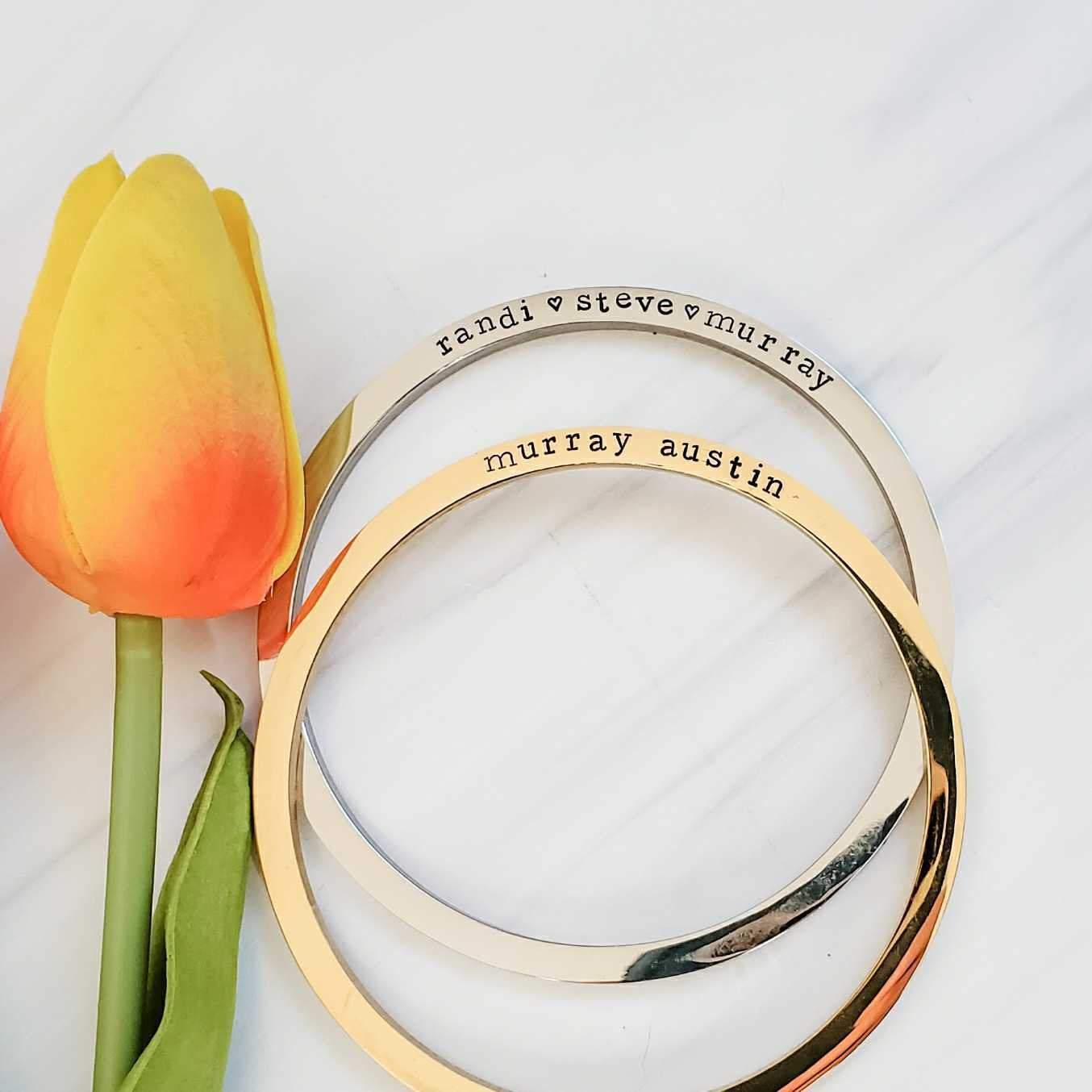 PERSONALIZED STAINLESS STEEL BANGLE BRACELET