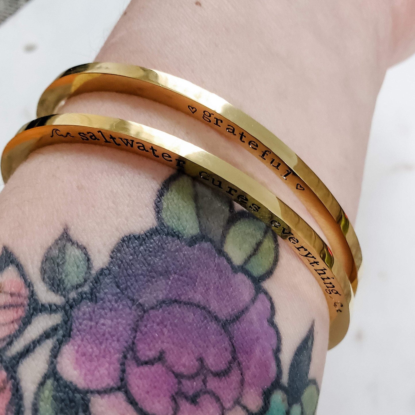 PERSONALIZED STAINLESS STEEL BANGLE BRACELET