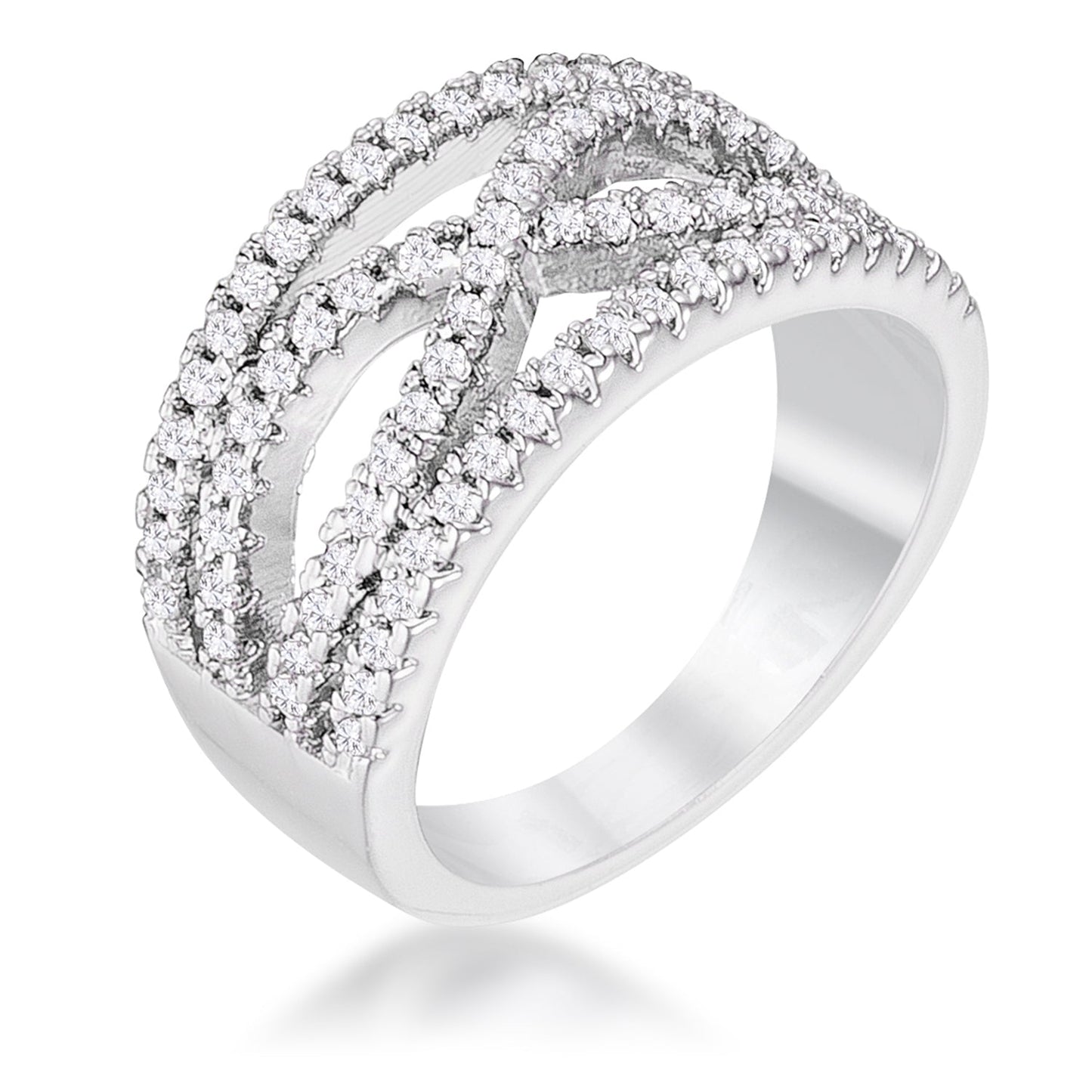 .4CT PLATED CLASSIC TWIST WIDE CZ RING