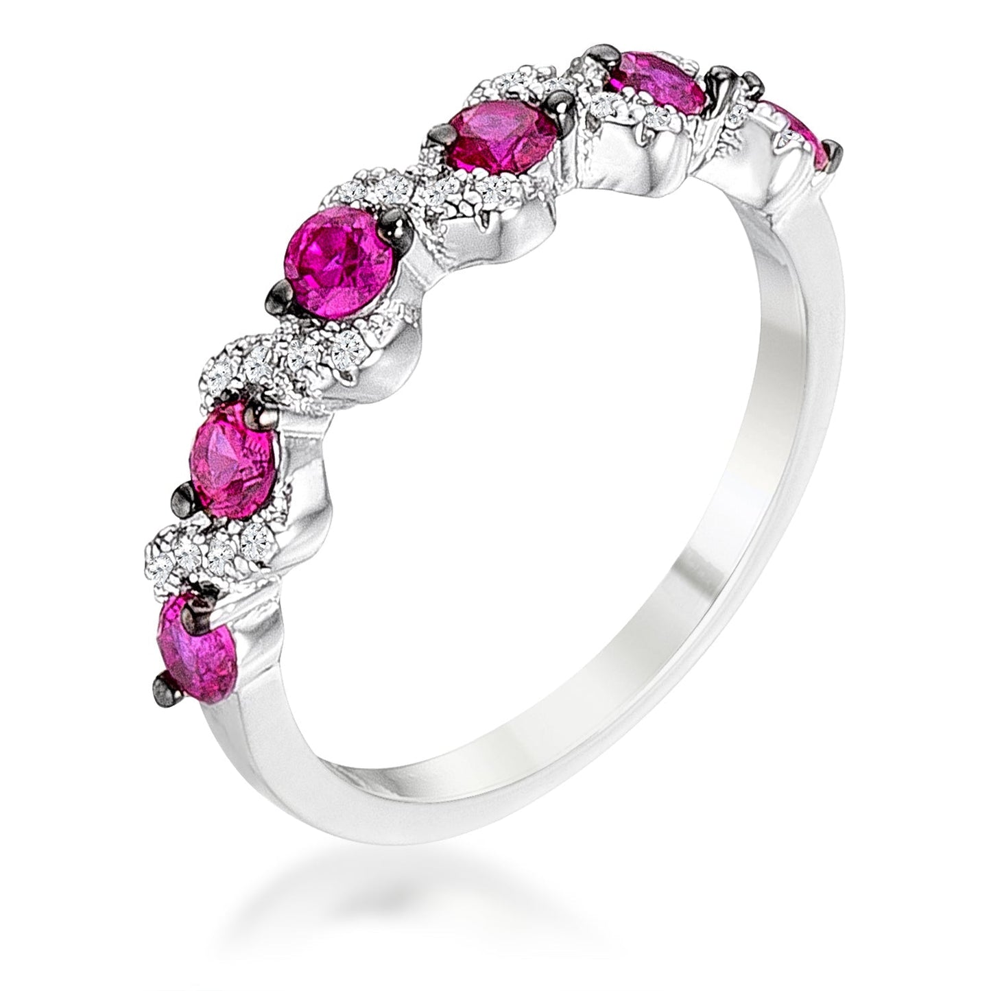 .18CT AND HEMATITE PLATED S SHAPE AND CZ HALF ETERNITY BAND