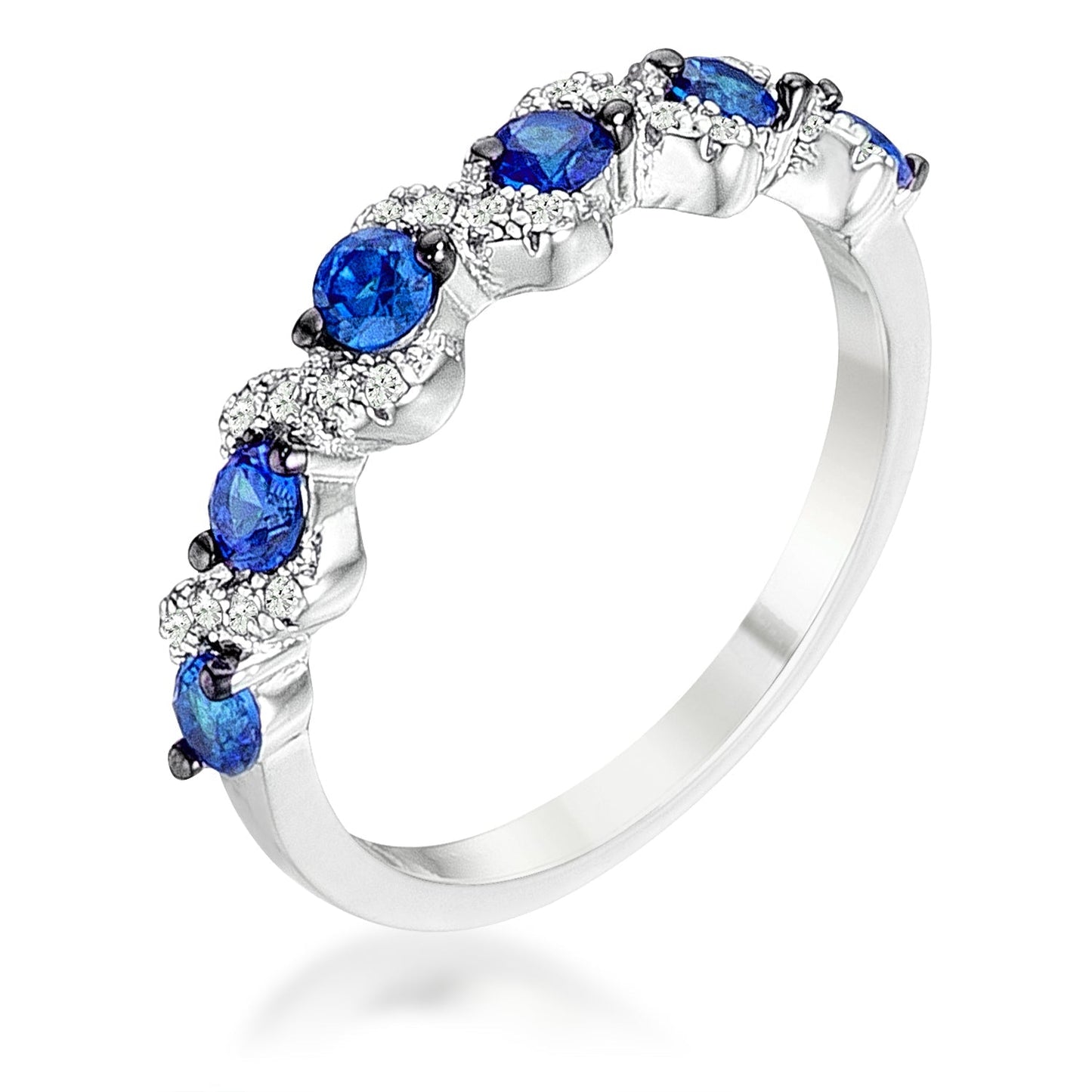 .18CT AND HEMATITE PLATED S SHAPE AND CZ HALF ETERNITY BAND