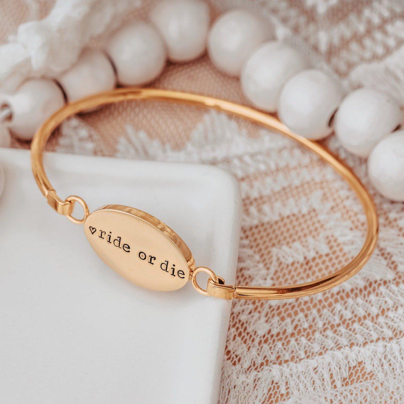 RIDE OR DIE SWING TOP BANGLE BRACELET