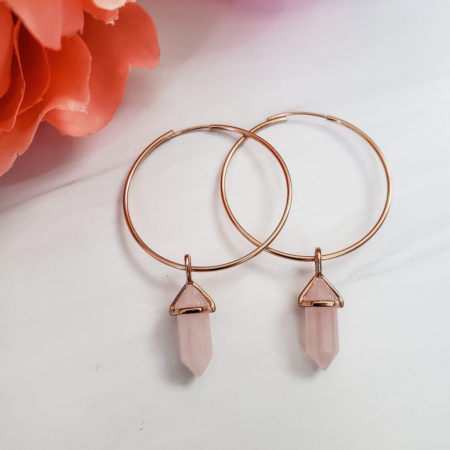 ROSE GOLD PETITE SPIKES ENDLESS HOOP EARRINGS