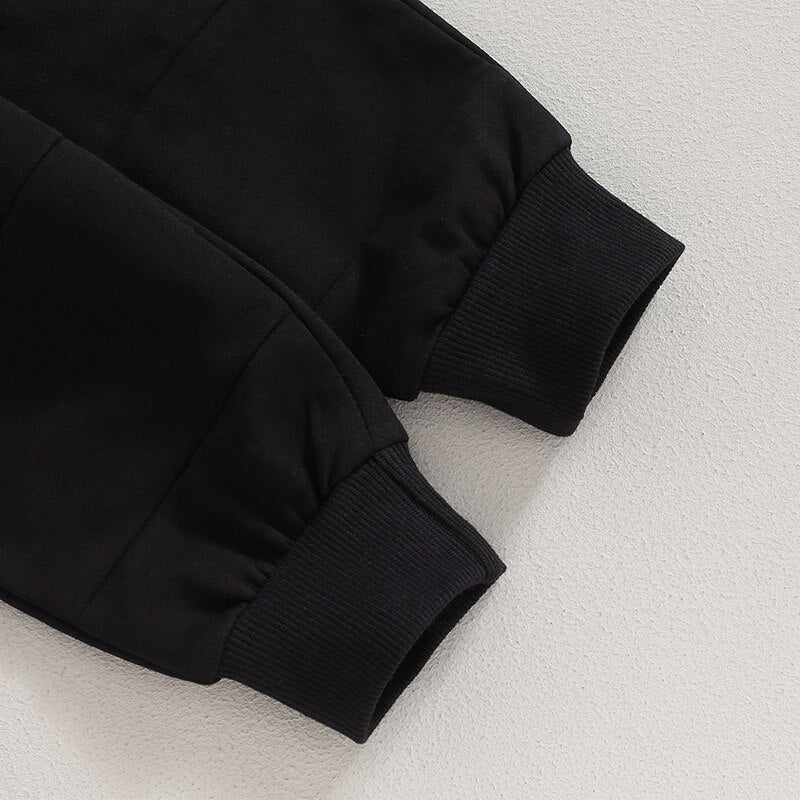 TODDLER BABY BOYS GIRLS 2PCS FALL OUTFITS LONG SLEEVE SPLIT HEM TOPS POCKET PANTS SOLID COLOR CLOTHES SETS