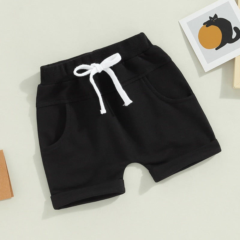 TODDLER BABY KIDS BOYS 3PCS SET SHORTS SOLID COLORS