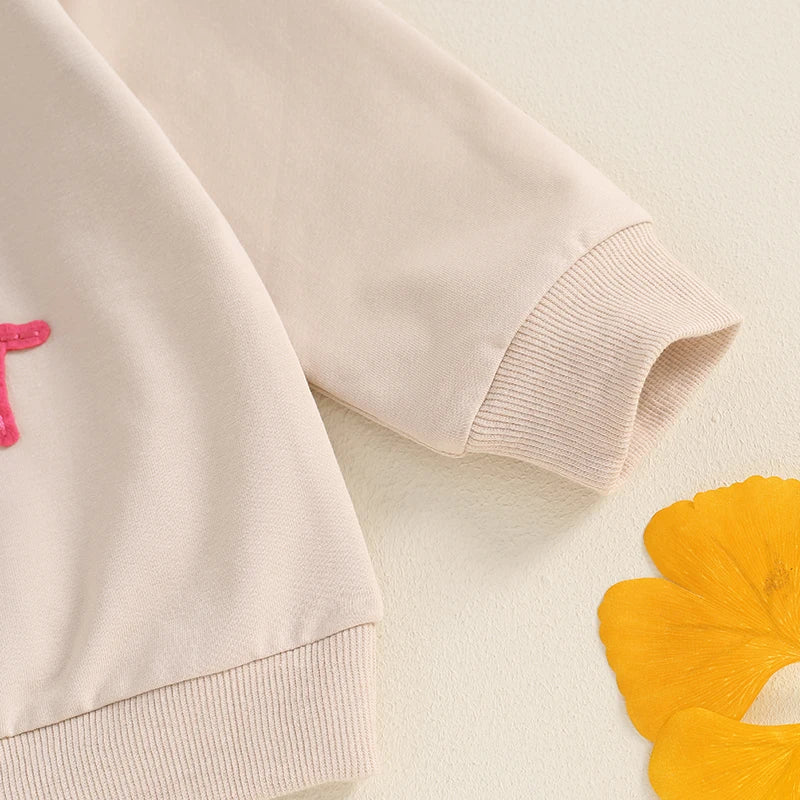 TODDLER KIDS GIRLS BIG SISTER LONG SLEEVE CREWNECK LETTER EMBROIDERY LOOSE FIT PULLOVER TOP