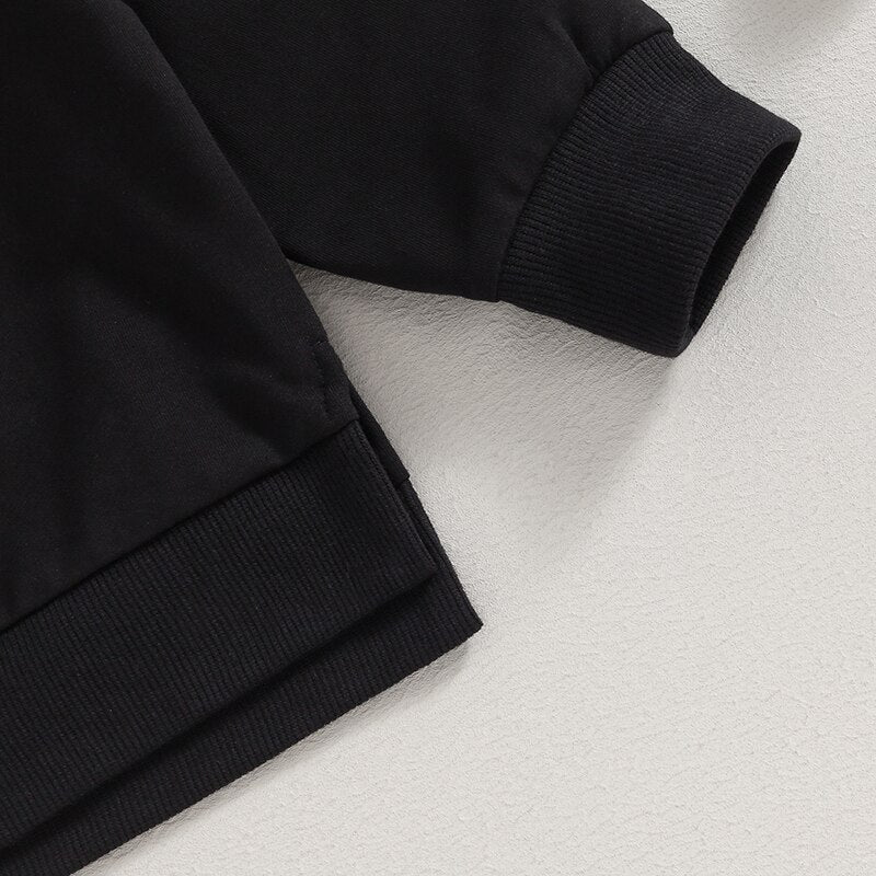 TODDLER BABY BOYS GIRLS 2PCS FALL OUTFITS LONG SLEEVE SPLIT HEM TOPS POCKET PANTS SOLID COLOR CLOTHES SETS
