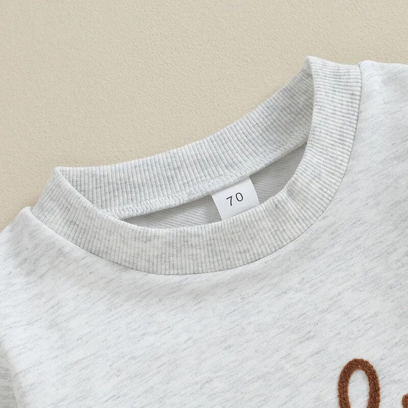 TODDLER BABY BOY LONG SLEEVE CREWNECK LETTERS BIG LIL BRO PULLOVER TOP OR ROMPER BROTHER MATCHING