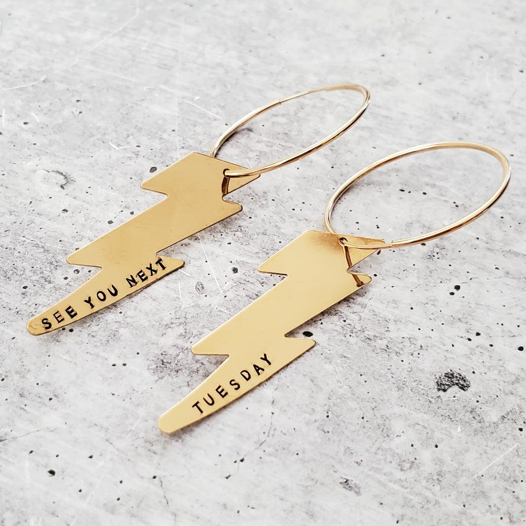 SEE YOU NEXT TUESDAY LIGHTNING BOLT EARRINGS