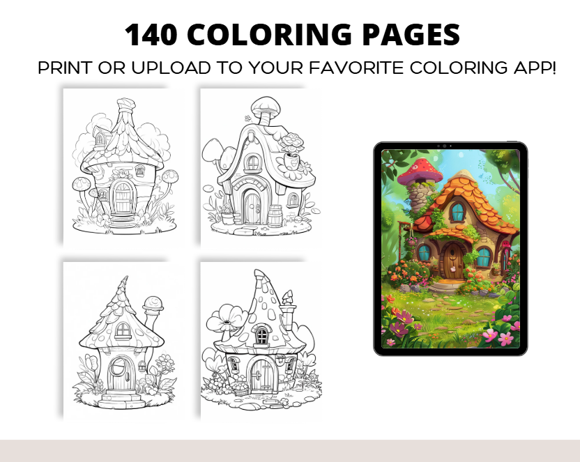 140 Enchanting Fairy Houses Coloring Pages – Printable PDF or Digital Use
