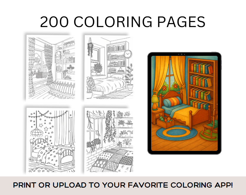 200 Cozy Pocket Room Coloring Pages – Printable PDF or Use Digitally